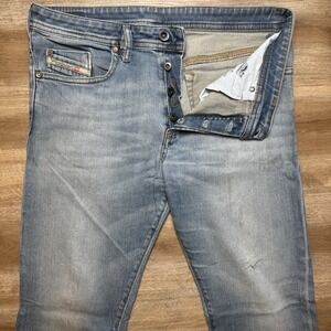 Diesel Jeans Men 33x32 Blue Buster Slim Taper Leg Stretch Muddy Wash Italy 0837I